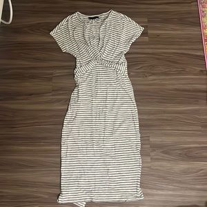 Striped twist front tshirt midi dress